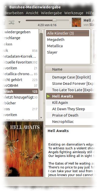 Ausschnitt eines Screenshots mit Banshee.
