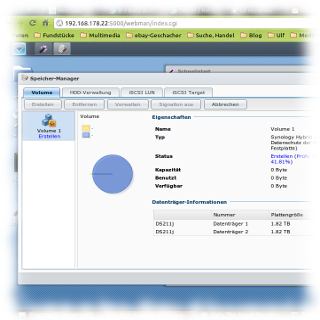 Konfigurationsoberflche des Synology NAS.
