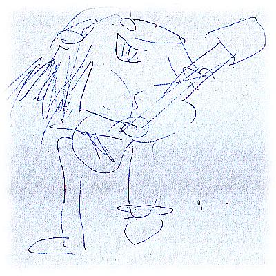 Wie blich schlechte Karikatur eines jungen Ulf an der Gitarre.