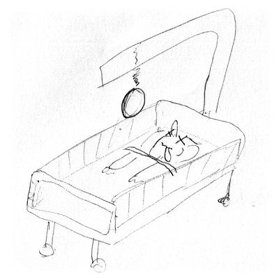 Die Pflege liegt tot im Krankenhausbett.