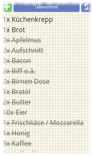 Einkaufszettel-App fr Android, Screenshot.