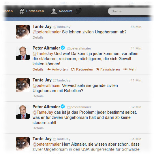 Screenshot von Altmeiers uerungen auf Twitter.
