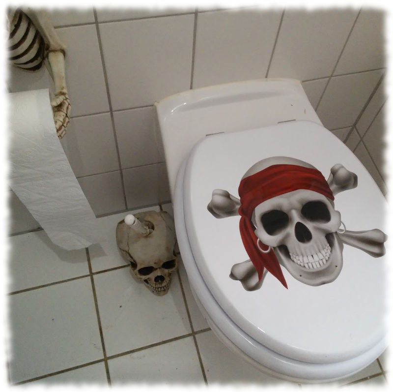 Neuer Klodeckel mit Piraten-Totenkopf.