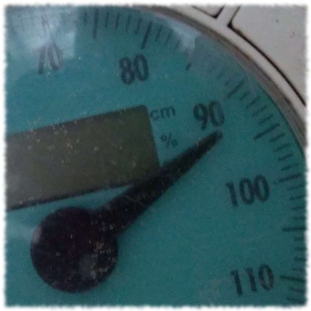Waage zeigt 93 Kilo an.