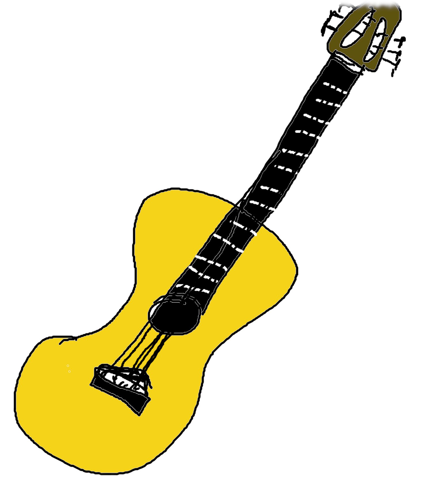 Miserabel gezeichnete Gitarre