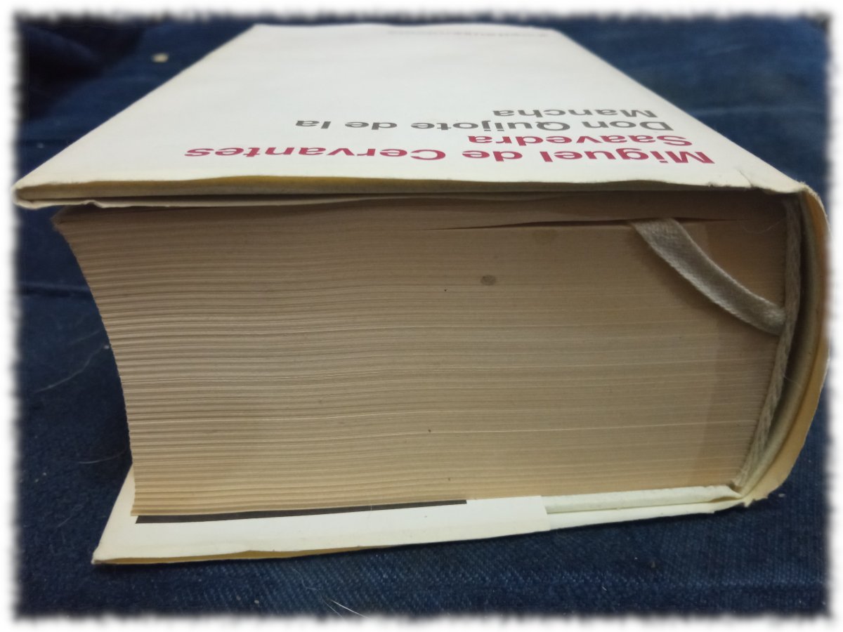 Buch Don Quijote de la Mancha mit Lesebndchen noch ganz am Anfang