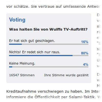Beliebtheit Des Prsidentisten Wulff laut Web.de.